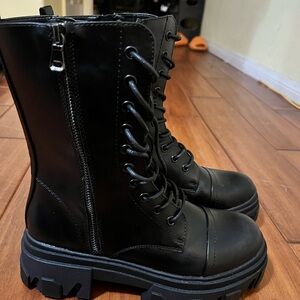 Black Combat Moto Boots